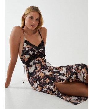 Printed Satin Slip Dress