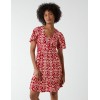 V Neck Shirred Mini Tea Dress With Split