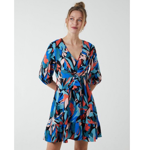 Tie Front 3/4 Sleeve Dress