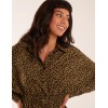 Leopard Print Shirred Waist Shirt