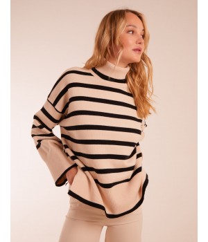 Wide Stripe Roll Neck Jumper