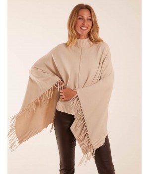 Tassel High Neck Poncho