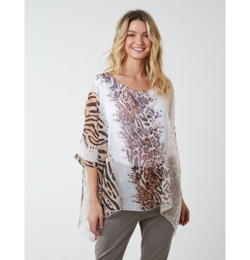 Silk Like Leopard Oversize Top