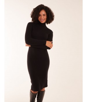 Ribbed Roll Neck Midi Dress