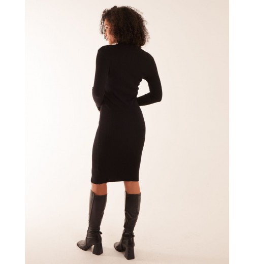 Ribbed Roll Neck Midi Dress