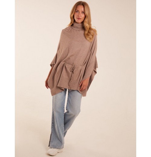 Roll Neck Drawstring Poncho