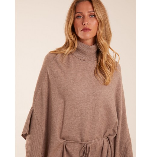 Roll Neck Drawstring Poncho