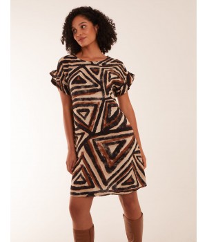 Aztec Printed Frill Sleeve Dress