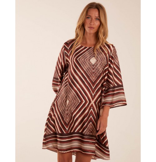 Aztec Border Straight Line Midi Dress