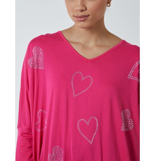 Hotfix Multi Heart Batwing Top