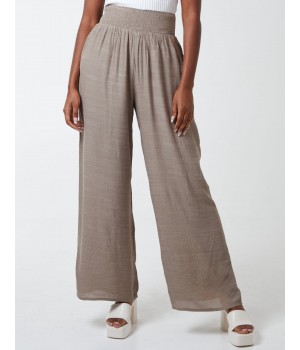 Shirring Waist Wide Leg Trousers