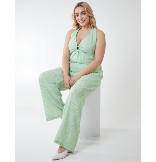 Curve Halter Neck Culotte Green Jumpsuit