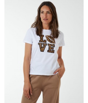 Leopard Print 'Love' Lips T-Shirt