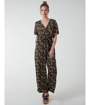 Paisley Floral Tie Waist Jumpsuit