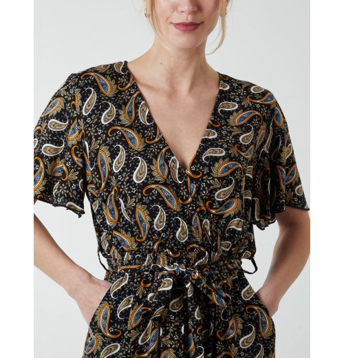 Paisley Floral Tie Waist Jumpsuit