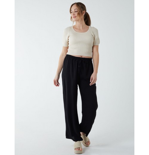 Drawstring Wide Leg Trousers