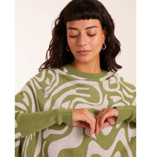 Geometric Swirl Batwing Jumper