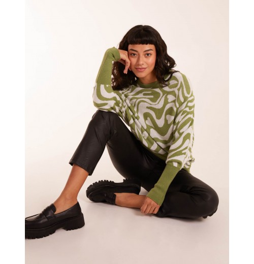 Geometric Swirl Batwing Jumper