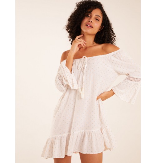 Bardot Tunic Dress With Frill Hem