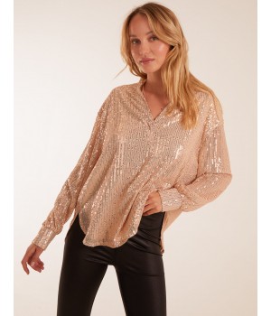 Grandad Collar Sequin Shirt