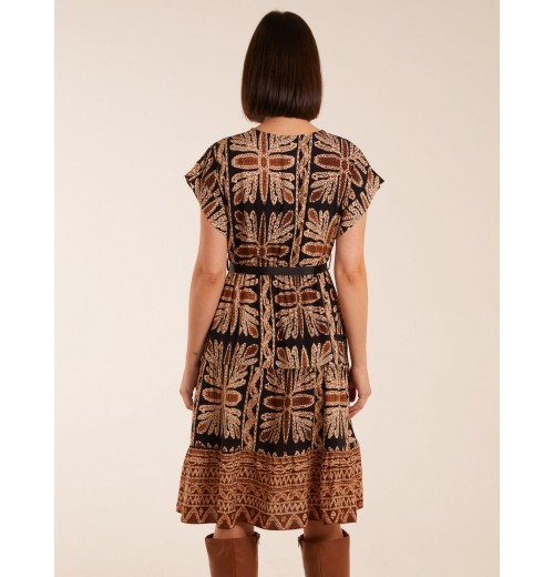 Tiered Crossover Printed Dress